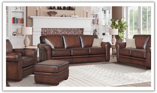 3-Seater Sofa in Waxy Pull-Up Leather with Classic Design