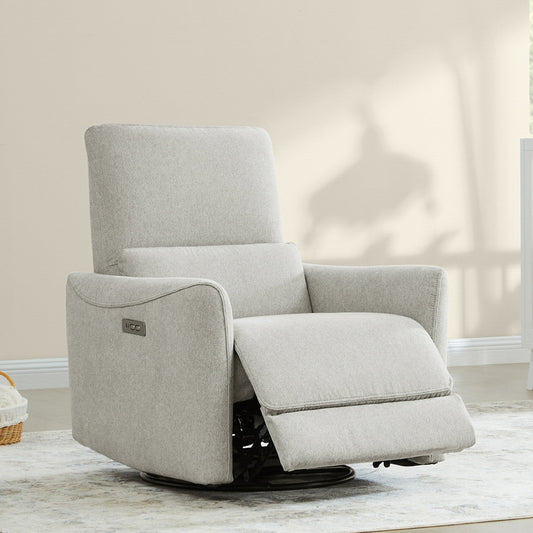 Modern Power Swivel Glider Recliner with Adjustable Headrest