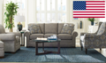Parkston Sofa Set in Soft Grey Fabric with Clean Lines
