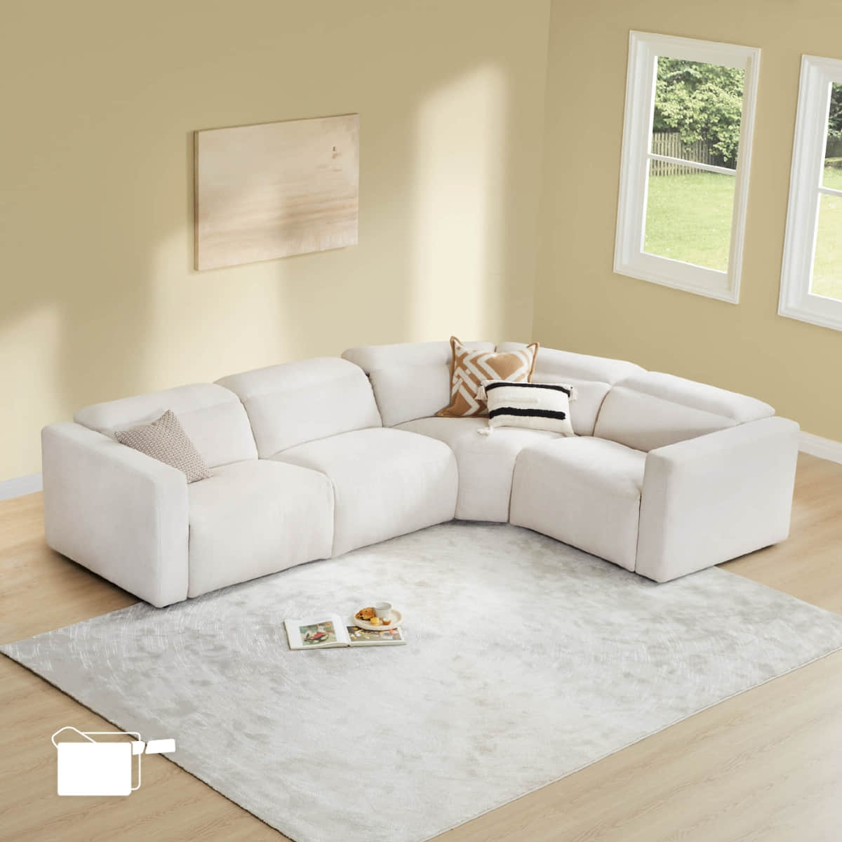 4-Seat Wall-Hugger Reclining Sectional Sofa with Power Headrest
