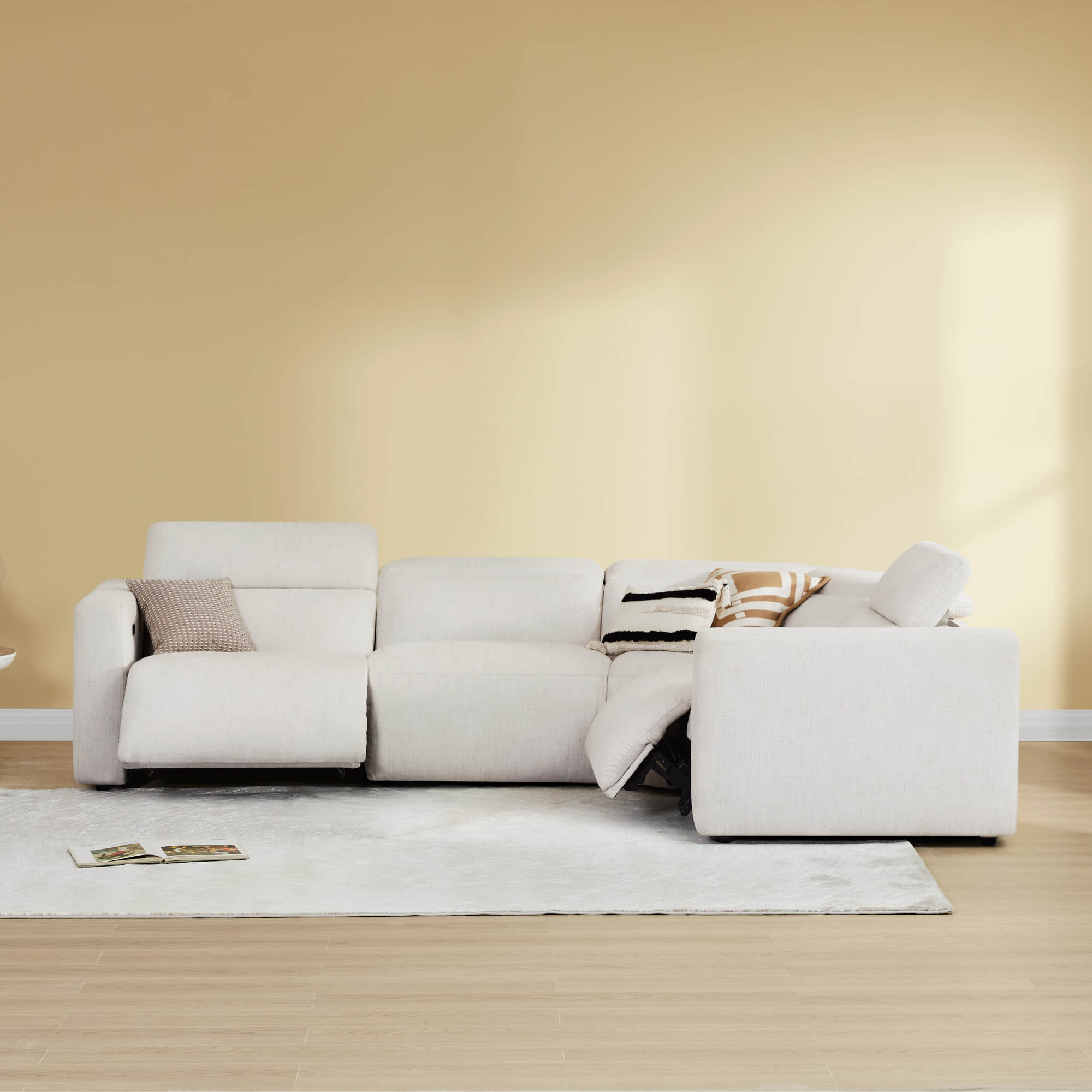 4-Seat Wall-Hugger Reclining Sectional Sofa with Power Headrest