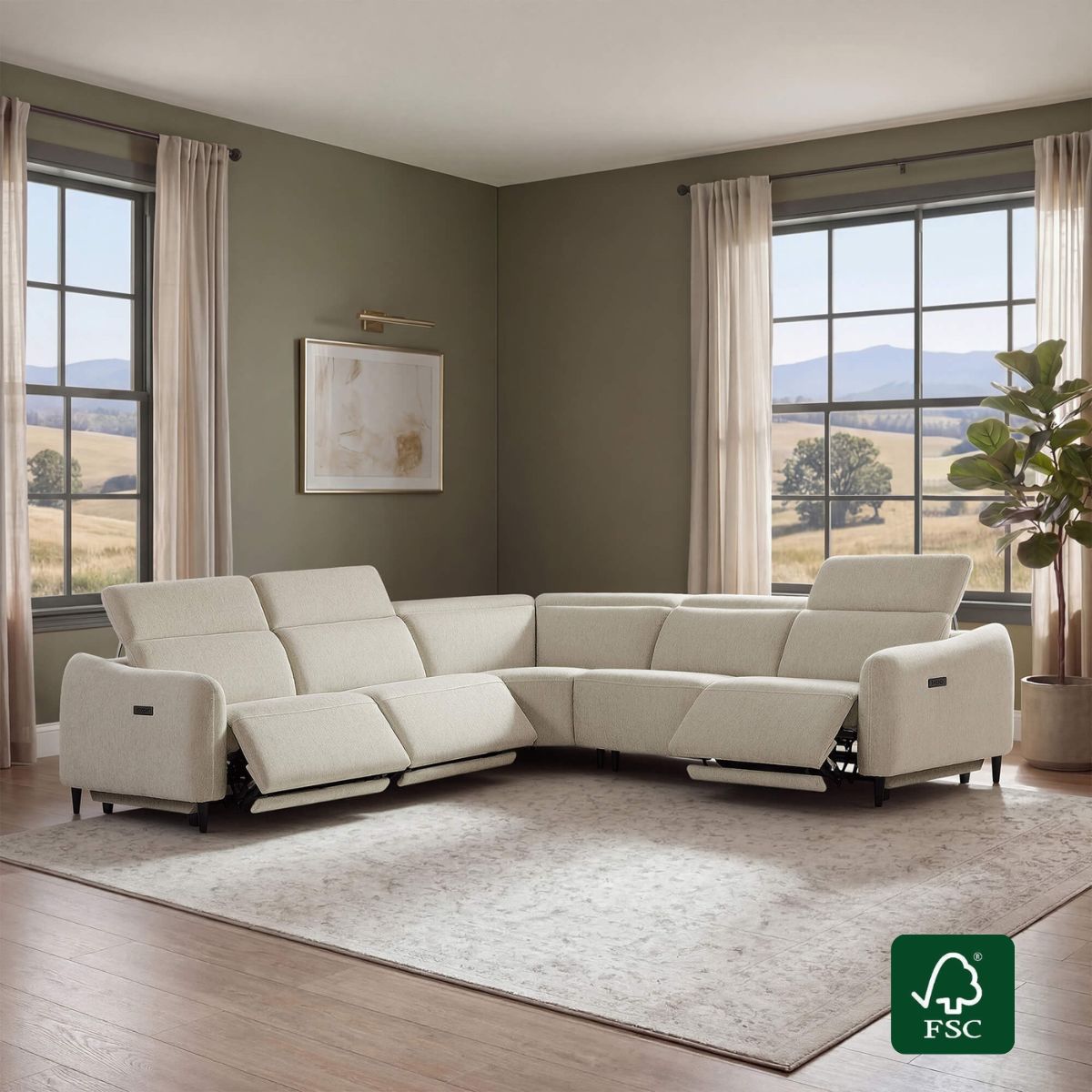 5-Seater Reclining Sofa with Soft, Breathable Fabric