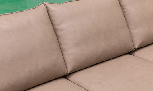 3-Seater Brown Leather Sofa with Attached Back Cushion