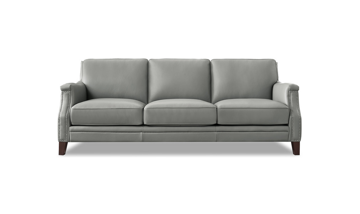 Camano 3 Seater 84" Leather Sofa With Nail-Head Finish