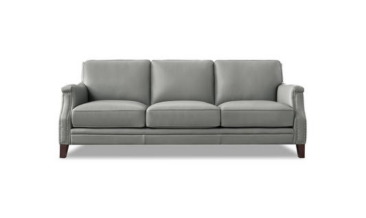 Camano 3 Seater 84" Leather Sofa With Nail-Head Finish