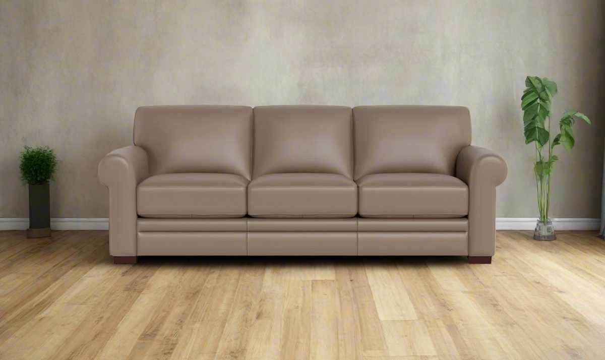 3-Seater Sofa in Waxy Pull-Up Leather with Classic Design
