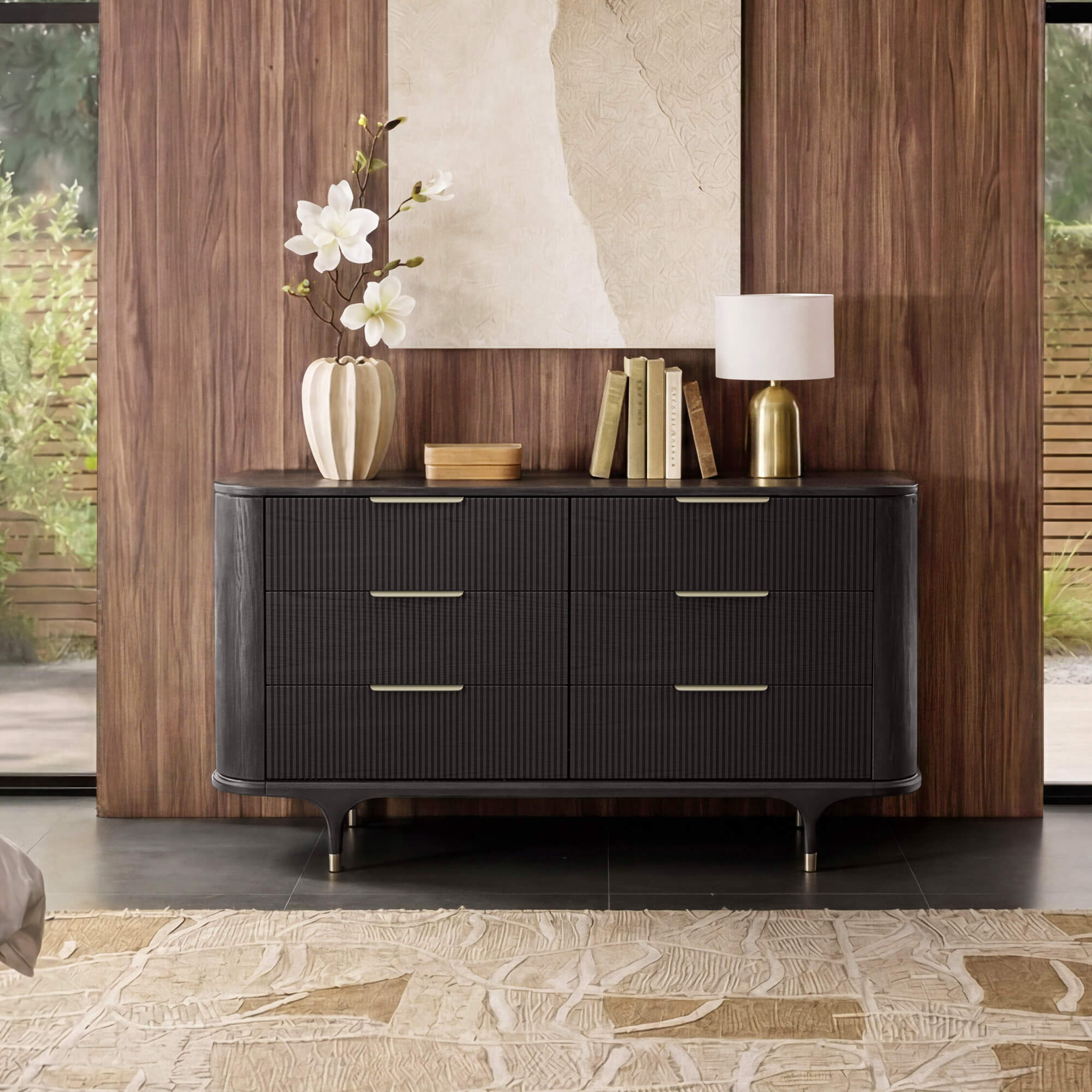 6-Drawer Dresser in 47" Oak with Sleek Design