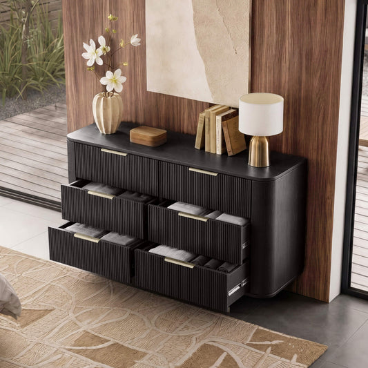 6-Drawer Dresser in 47" Oak with Sleek Design