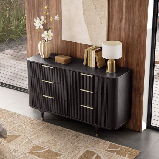 6-Drawer Dresser in 47" Oak with Sleek Design