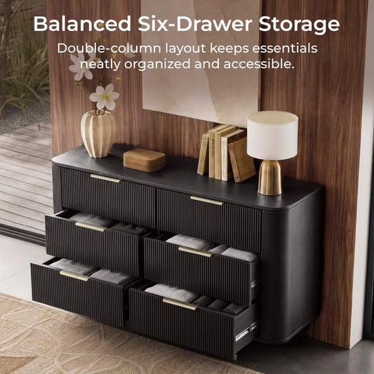 6-Drawer Dresser in 47" Oak with Sleek Design
