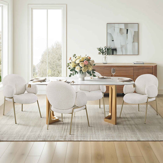 63" Teresa Marble Dining Table with U-Shaped Base