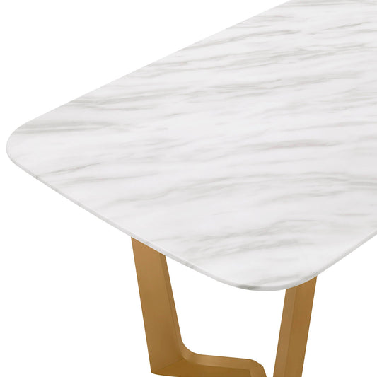 63" Teresa Marble Dining Table with U-Shaped Base