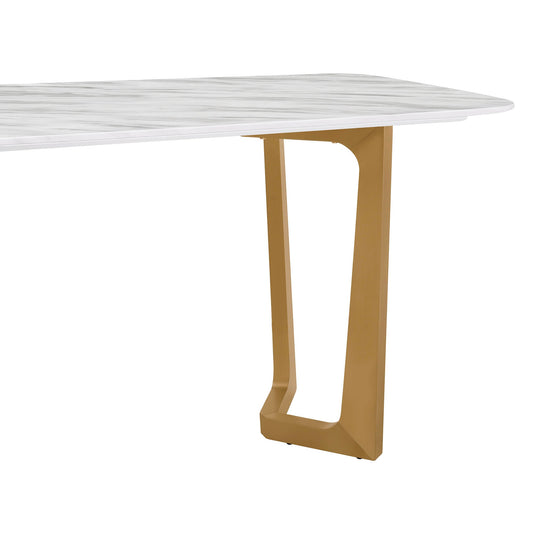 63" Teresa Marble Dining Table with U-Shaped Base