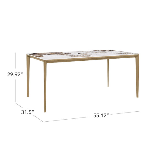 63" Teresa Rectangle Sintered Stone Dining Table