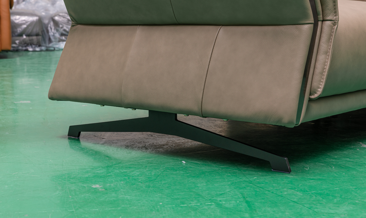3-Seater Brown Leather Sofa with Attached Back Cushion