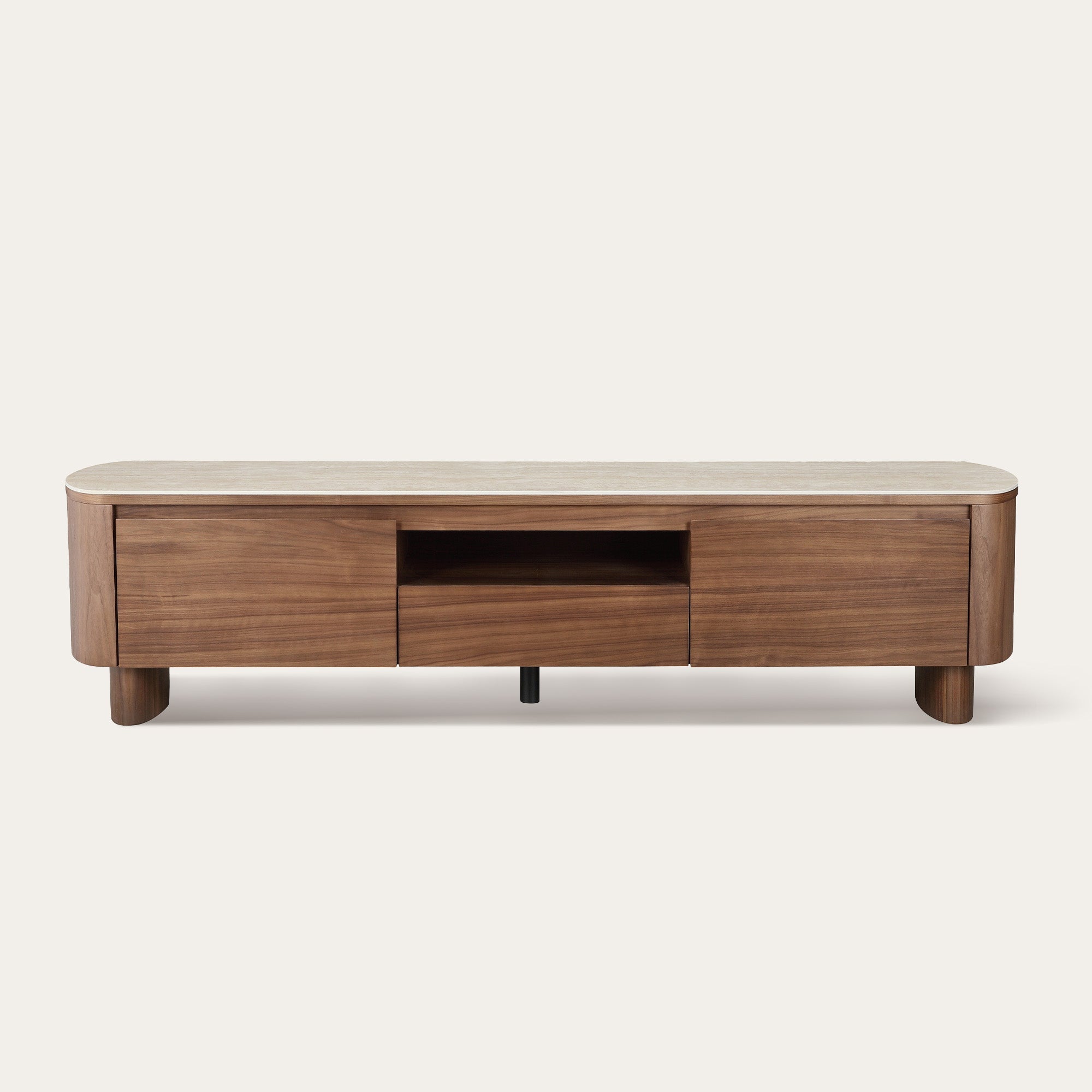 71" Chad Classic Open Shelf Functional TV Stand with Travertine
