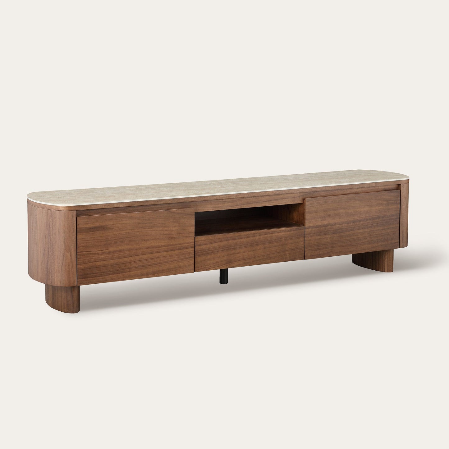 71" Chad Classic Open Shelf Functional TV Stand with Travertine