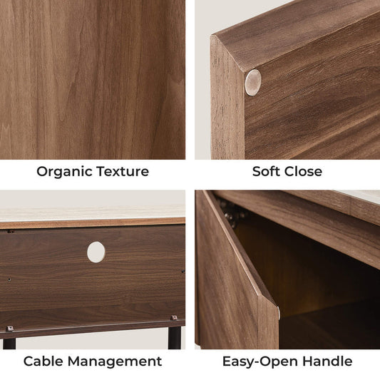 71" Chad Classic Open Shelf Functional TV Stand with Travertine