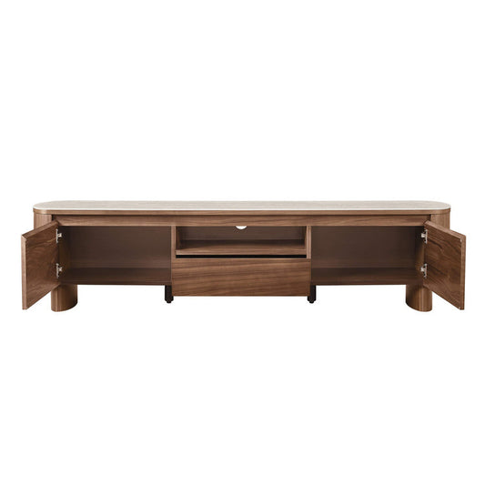 71" Chad Classic Open Shelf Functional TV Stand with Travertine