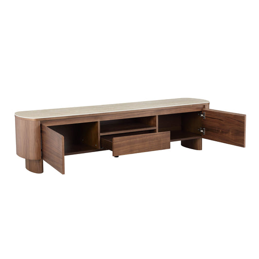 71" Chad Classic Open Shelf Functional TV Stand with Travertine