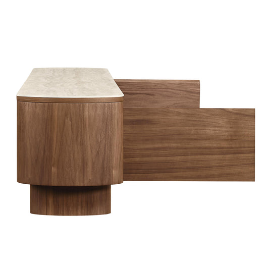 71" Chad Classic Open Shelf Functional TV Stand with Travertine