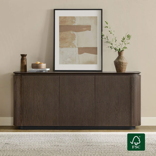 71" Rounded Corner Sideboard Buffet with Double Doors