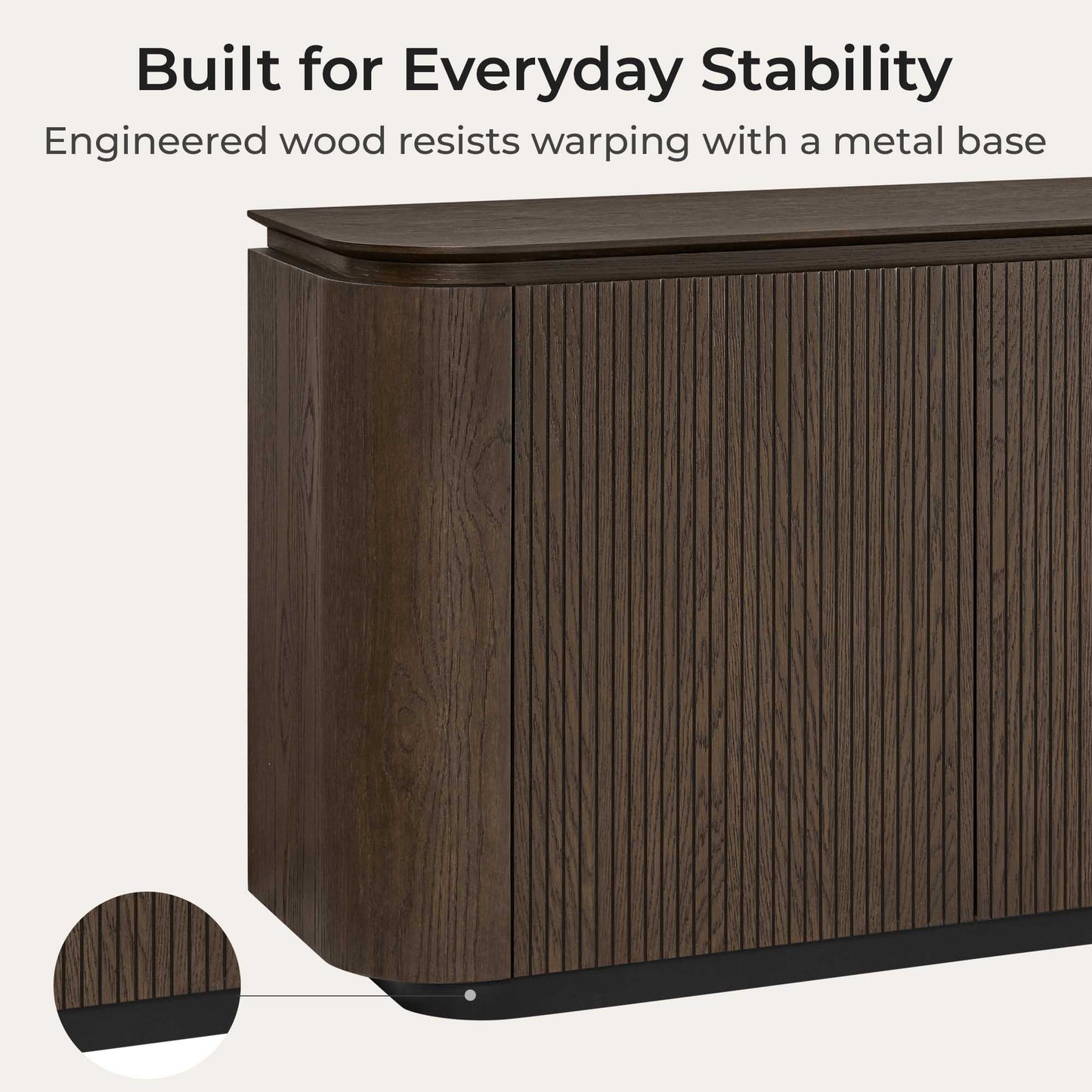 71" Rounded Corner Sideboard Buffet with Double Doors