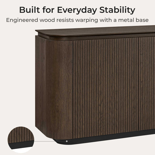 71" Rounded Corner Sideboard Buffet with Double Doors
