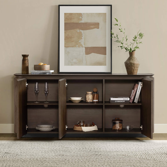 71" Rounded Corner Sideboard Buffet with Double Doors