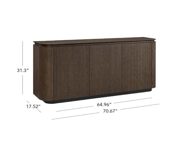 71" Rounded Corner Sideboard Buffet with Double Doors