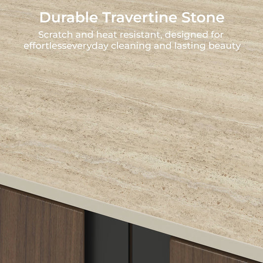 79" Blake Travertine Top Sideboard with 4 Doors
