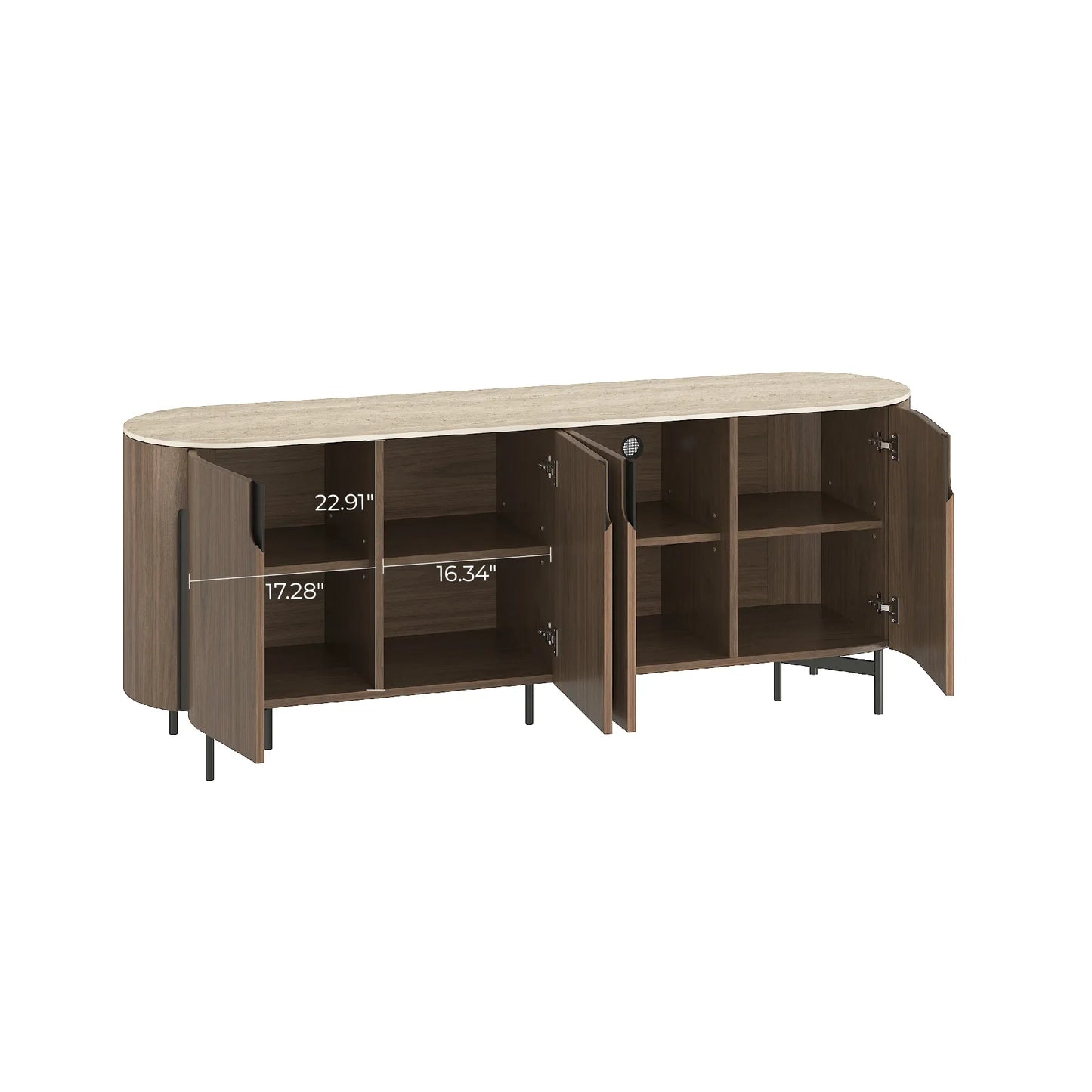 79" Blake Travertine Top Sideboard with 4 Doors