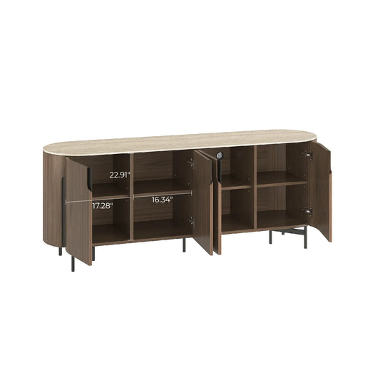 79" Blake Travertine Top Sideboard with 4 Doors