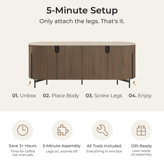 79" Blake Travertine Top Sideboard with 4 Doors