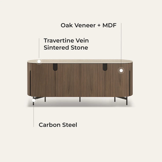 79" Blake Travertine Top Sideboard with 4 Doors