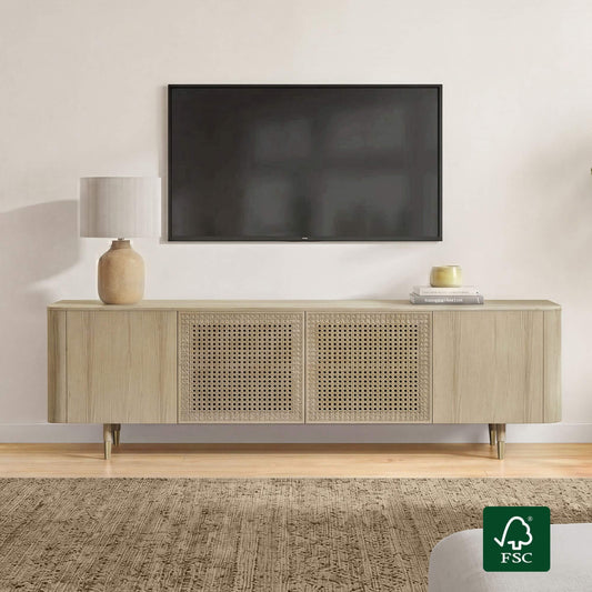 79" Renee Cane TV Stand with Marble Top