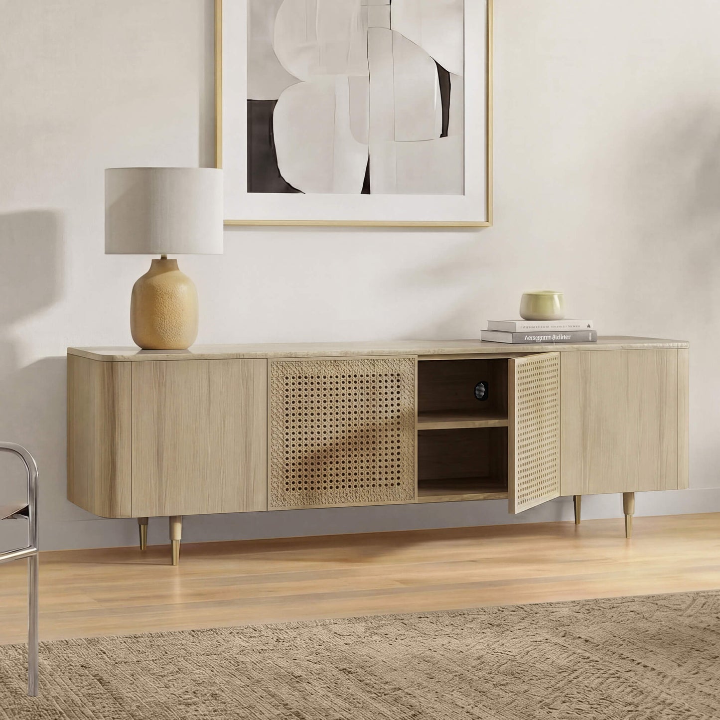 79" Renee Cane TV Stand with Marble Top