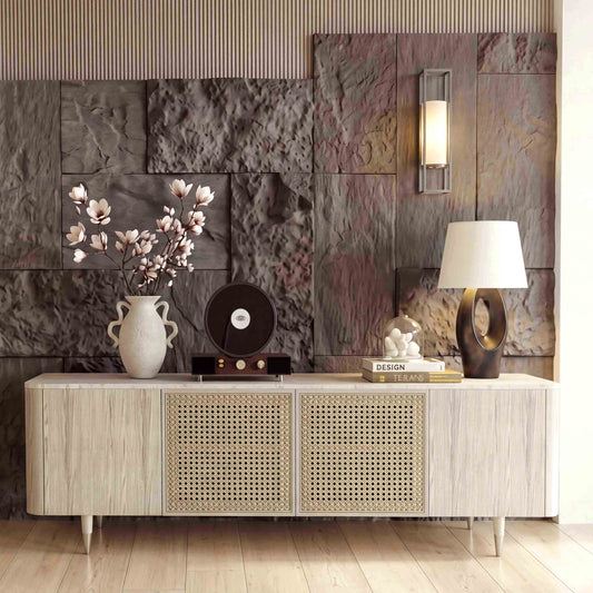 79" Renee Cane TV Stand with Marble Top