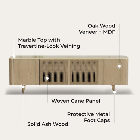79" Renee Cane TV Stand with Marble Top