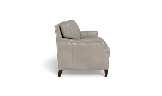 Camano 3 Seater 84" Leather Sofa With Nail-Head Finish