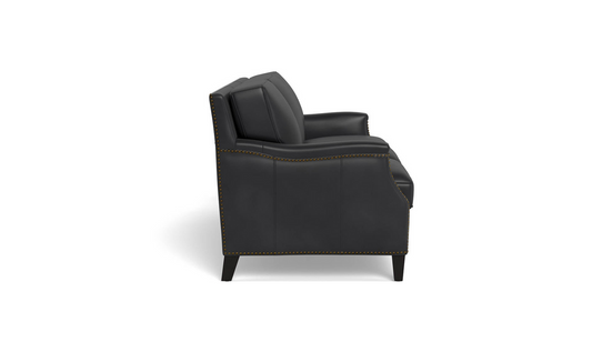 Camano 3 Seater 84" Leather Sofa With Nail-Head Finish