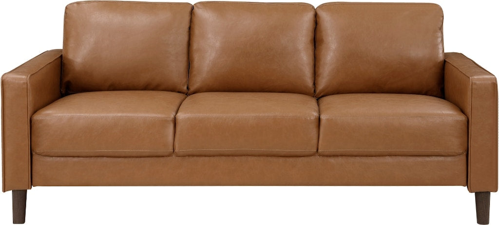 3-Seater Faux Leather Sofa with Brown Finish