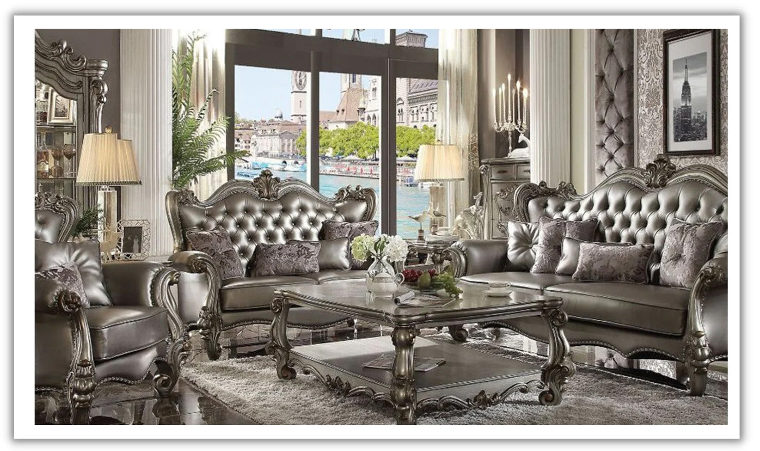 Eastern Sofa in Velvet with 6 Decorative Pillows