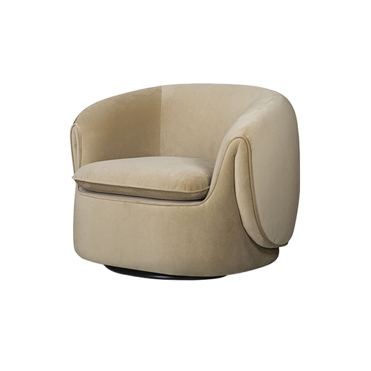 Lounge Chair in Camel Velvet with Curved Back Design