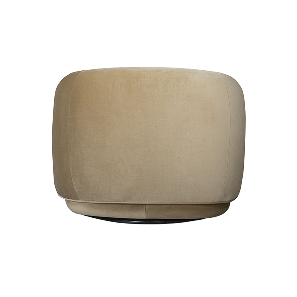 Lounge Chair in Camel Velvet with Curved Back Design