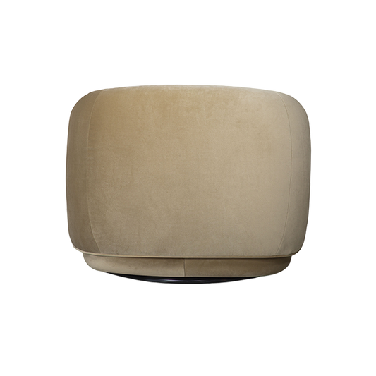 Lounge Chair in Camel Velvet with Curved Back Design