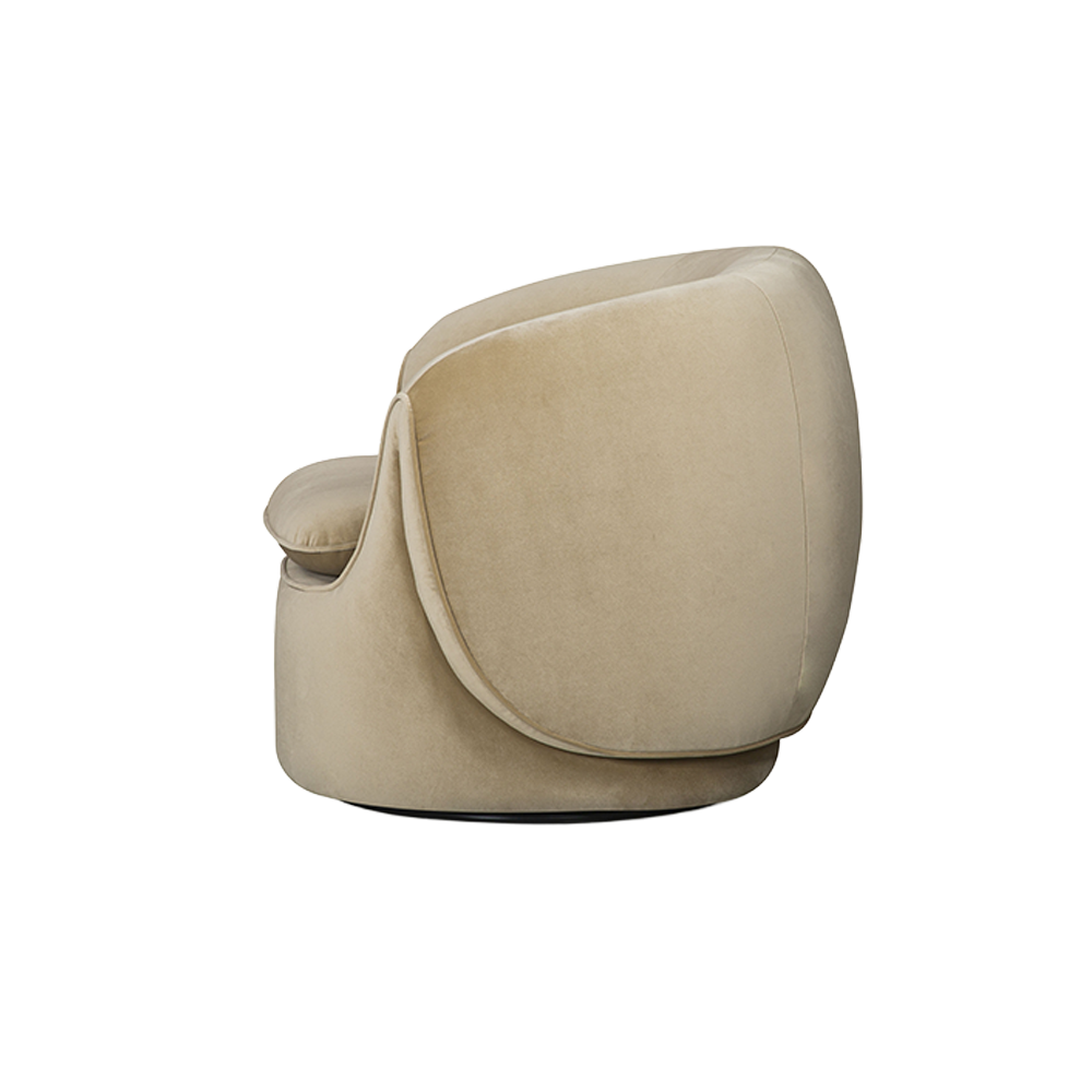 Lounge Chair in Camel Velvet with Curved Back Design