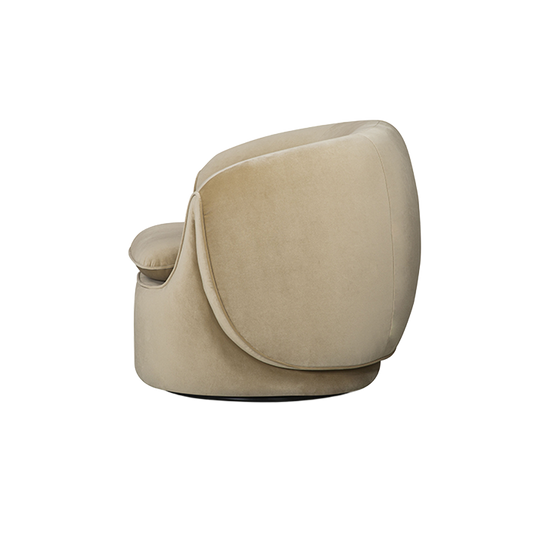 Lounge Chair in Camel Velvet with Curved Back Design