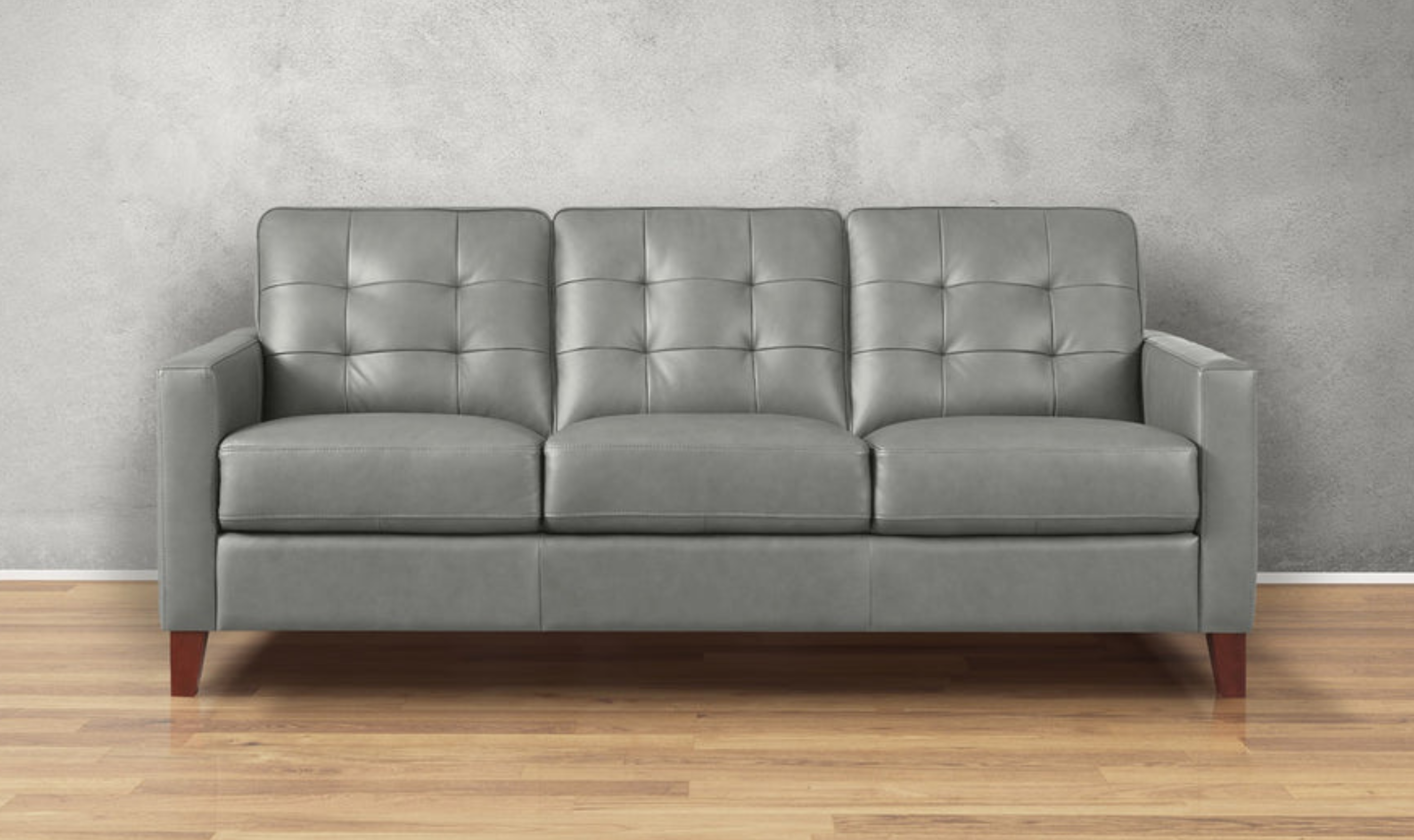 3-Seater Leather Sofa With Track Arms in Classic Brown