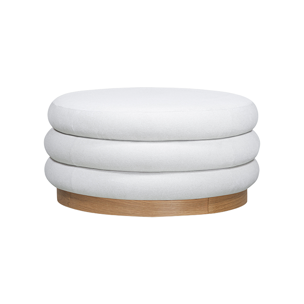 Storage Ottoman in Beige Fabric with Stylish Design